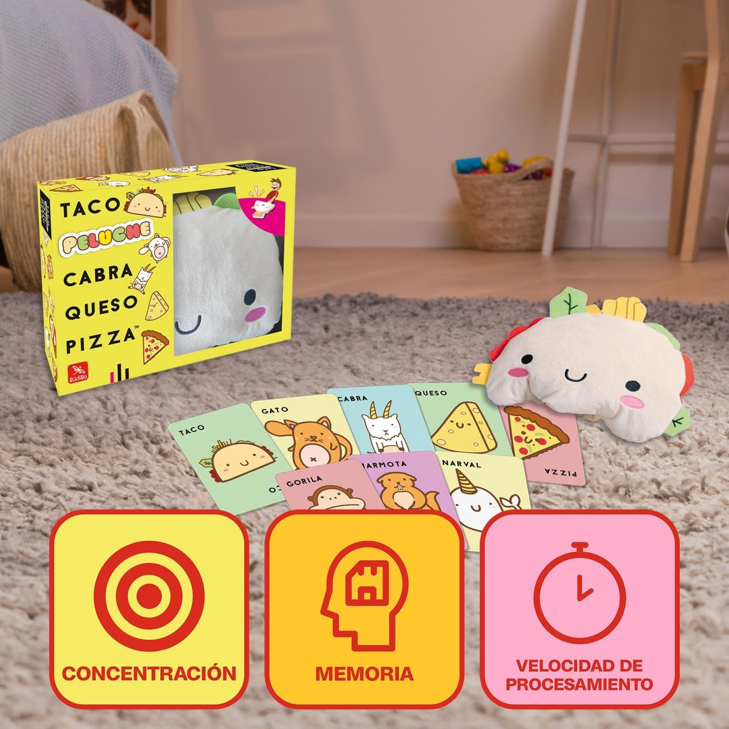 Juego de Cartas - Juego de Mesa Taco Cabra Queso Pizza - Peluche - Ludilo