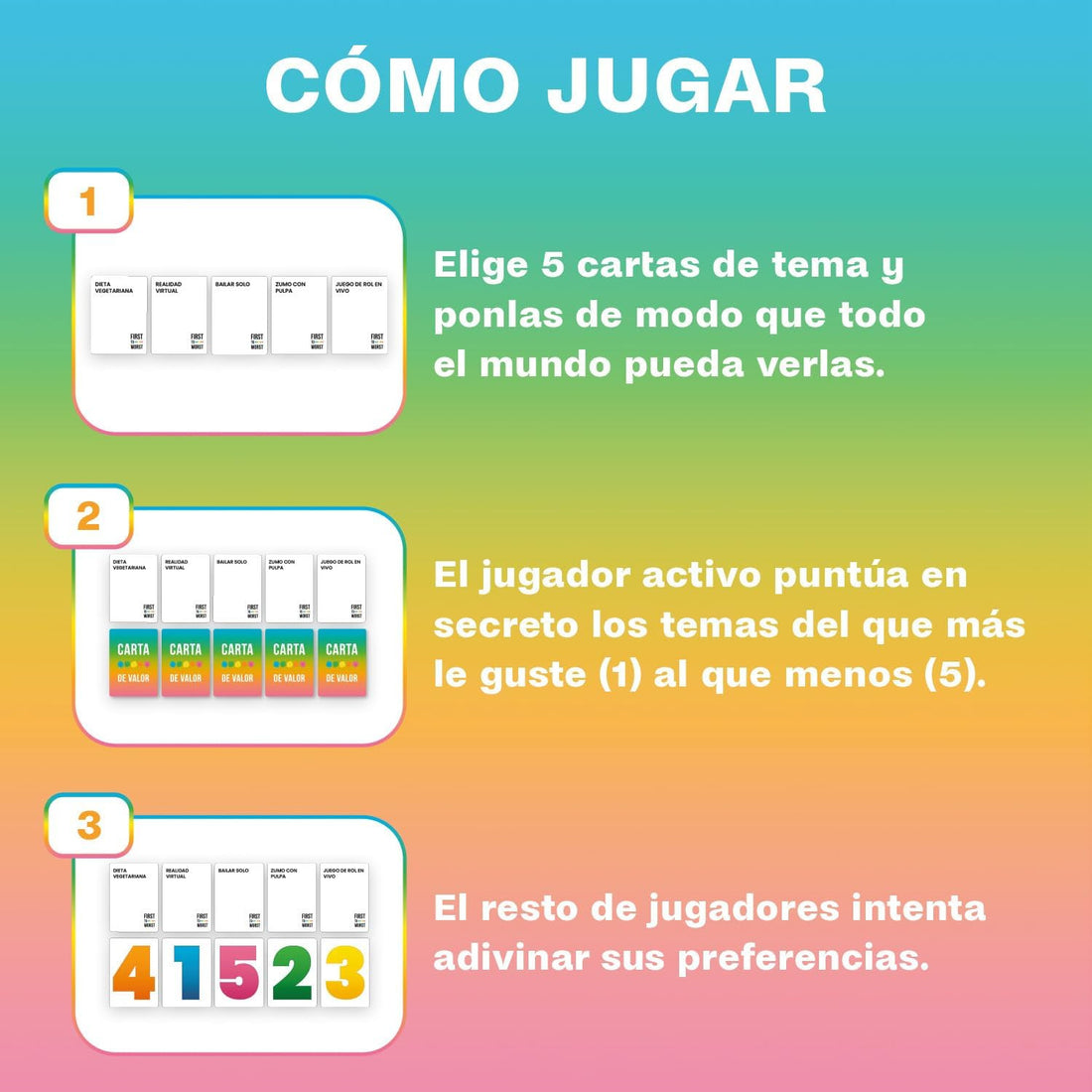Juego de Mesa - Juego de Cartas First To Worst - Ludilo