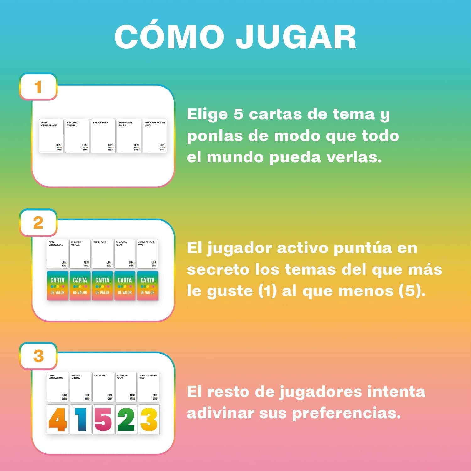 Juego de Mesa - Juego de Cartas First To Worst - Ludilo