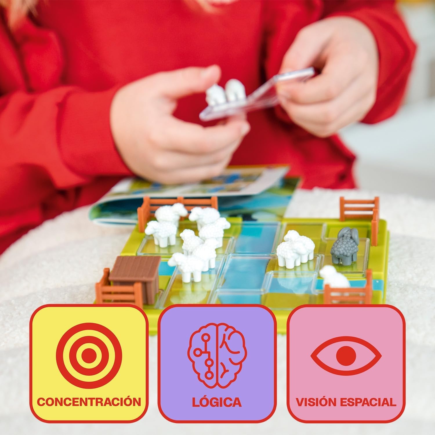 Juego de Lógica - Rompecabezas - Juego de Mesa Ovejas al Prado - Ludilo