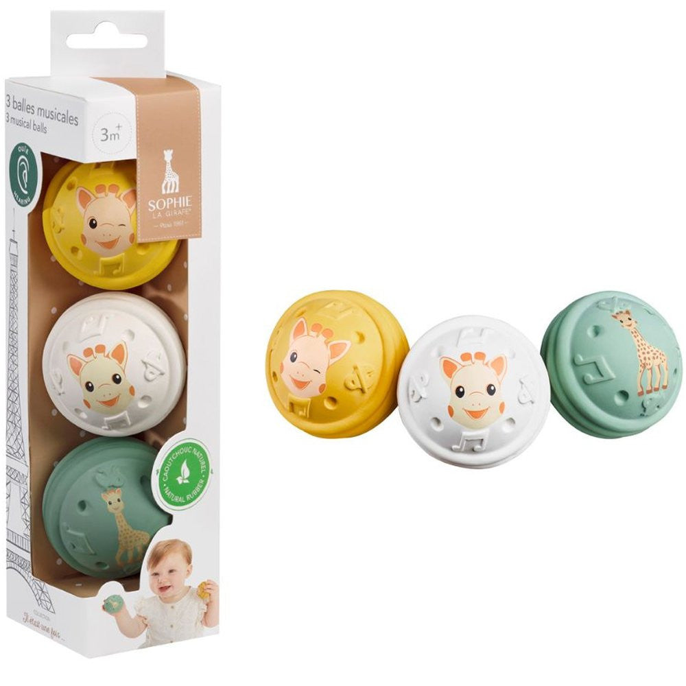 Juego Desarrollo Sensorial - Set de 3 Bolas Musicales - Sophie La Girafa 010504-Educar Jugando