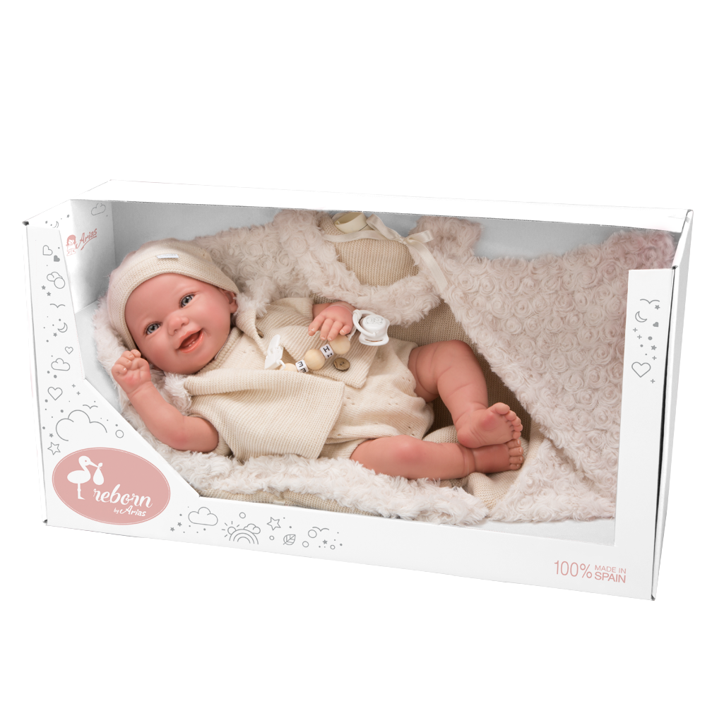 Muñeca reborn arias 45 cm diego c/ saco portabebe - arias 98118