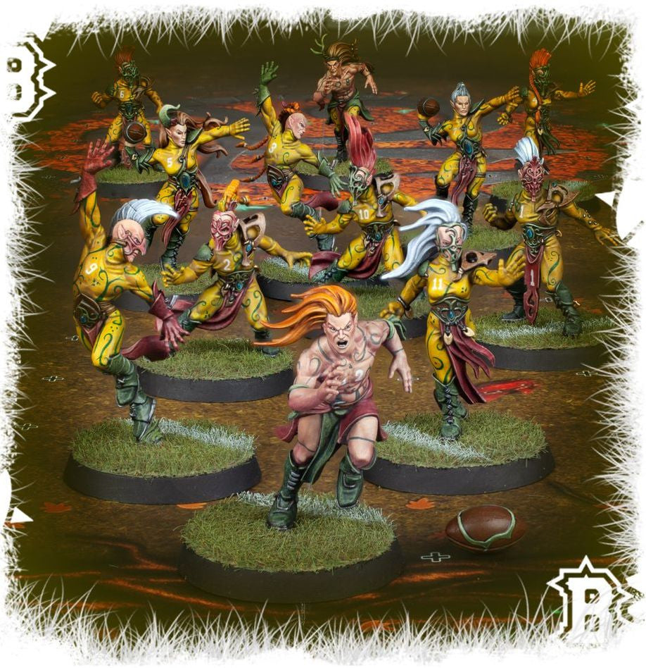 Equipo Wood Elf Blood Bowl Athelorn Avengers – Vista frontal de la caja Warhammer 200-66