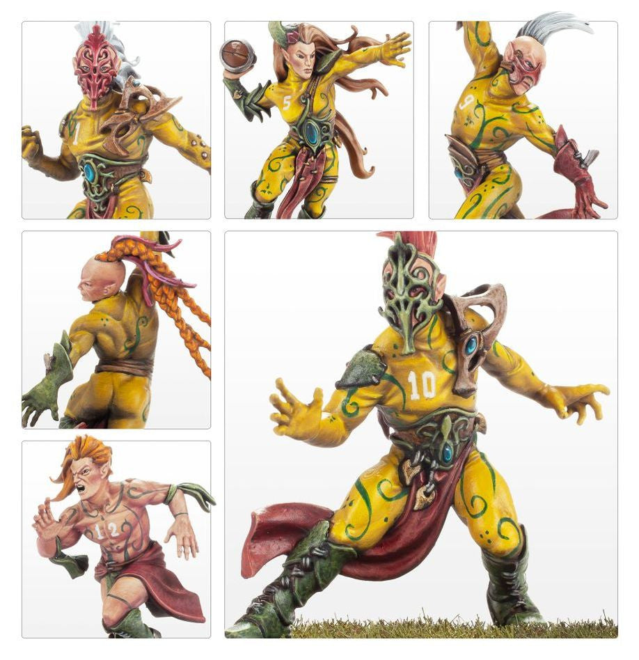 Athelorn Avengers Blood Bowl – Detalle de miniaturas Wardancers Elfos Silvanos sin montar