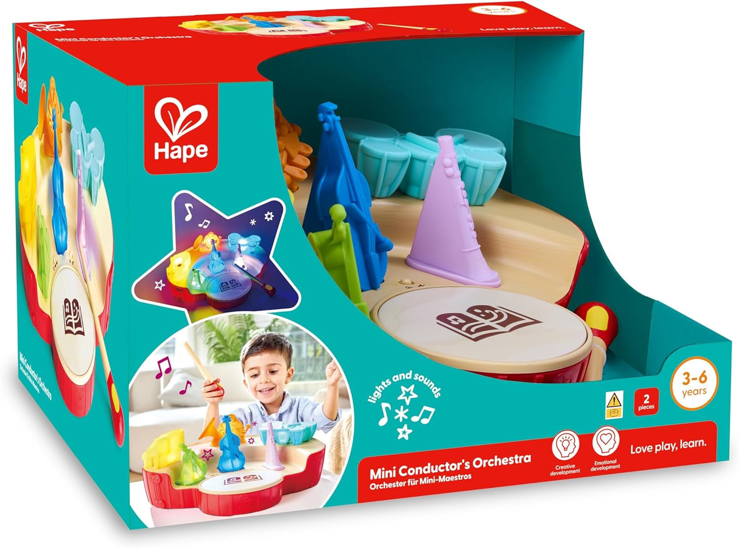 Niño jugando con el director de orquesta Hape E0642 – modo conductor interactivo