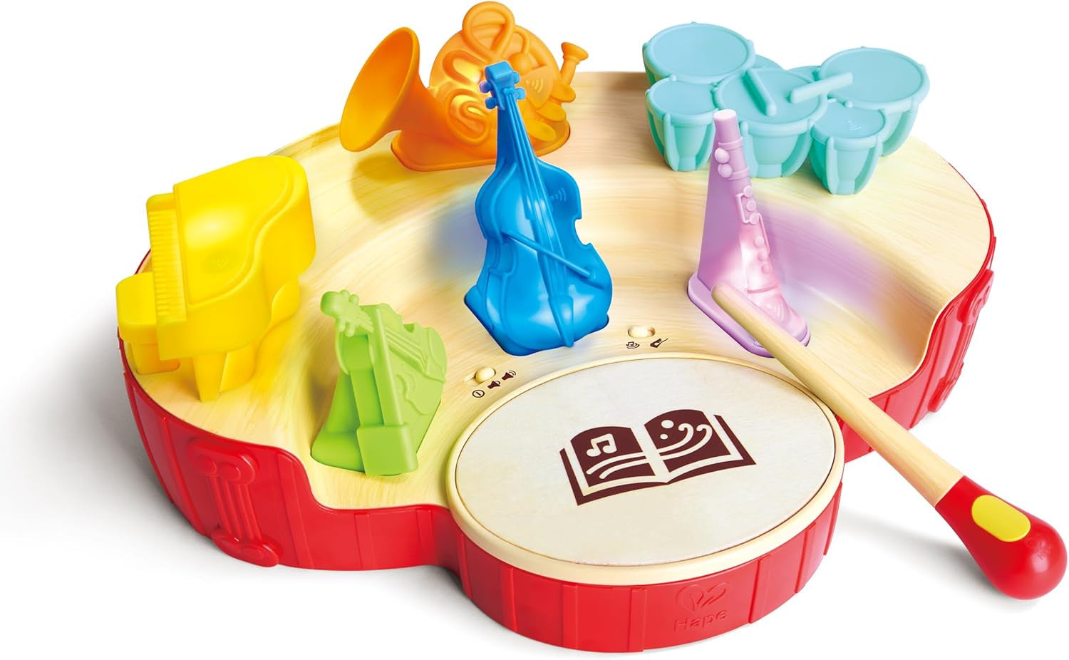 Contenido del juguete Hape E0642 – batuta, libro educativo y panel de orquesta