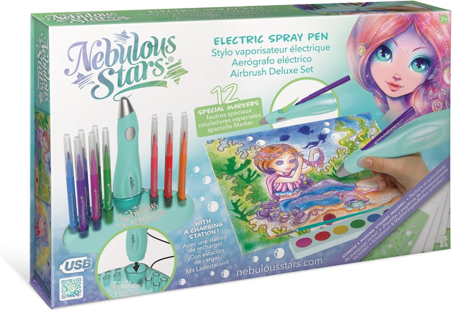Nebulous Stars Electric Airbrush - Painting Kit with Stencils and Stickers NS11352 