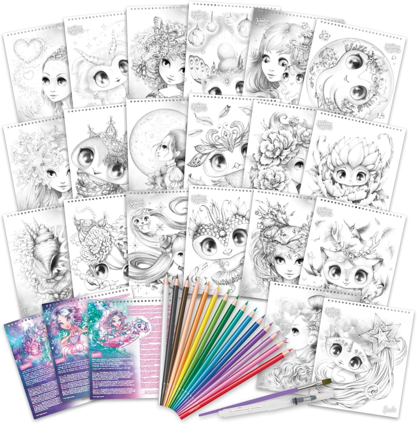 Juego de Manualidades - Cuaderno de Dibujo con lápices de Acuarela - Nebulous Stars NS11133