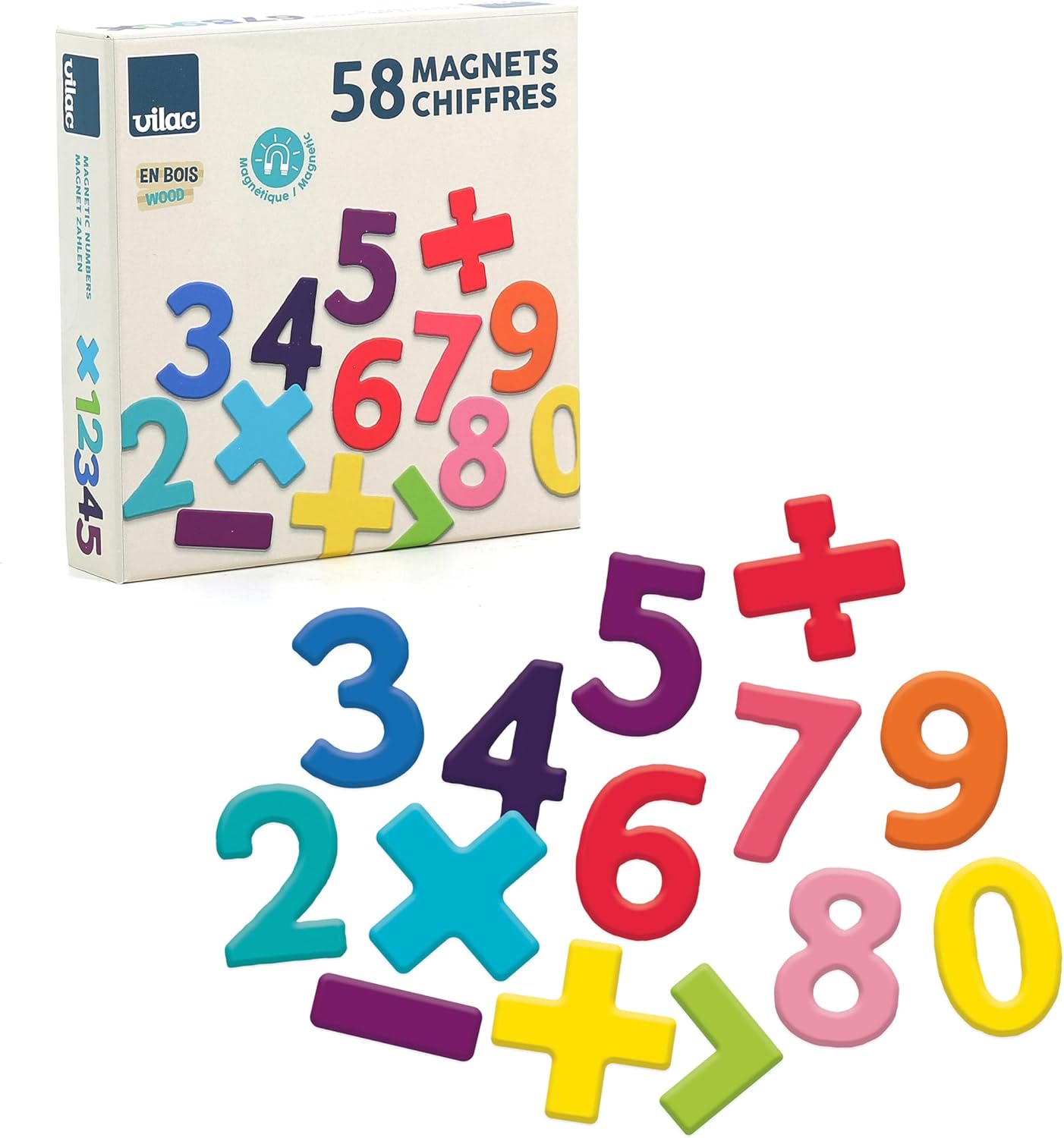 Set de 58 imanes de madera Vilac con letras y números educativos para niños a partir de 3 años