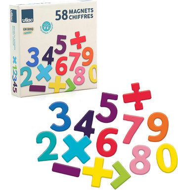 Set de 58 imanes de madera Vilac con letras y números educativos para niños a partir de 3 años