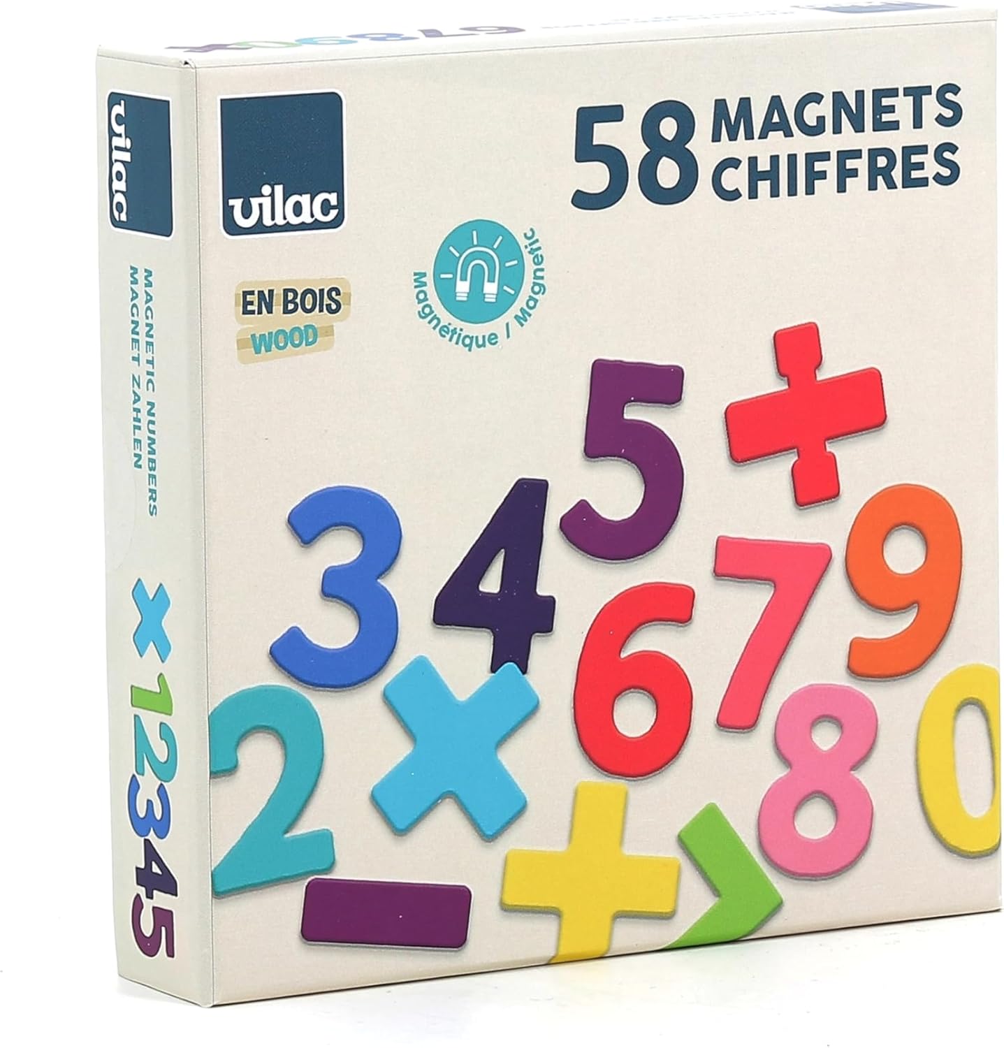  Imanes magnéticos de madera Vilac con letras del alfabeto en colores vivos para aprender a leer