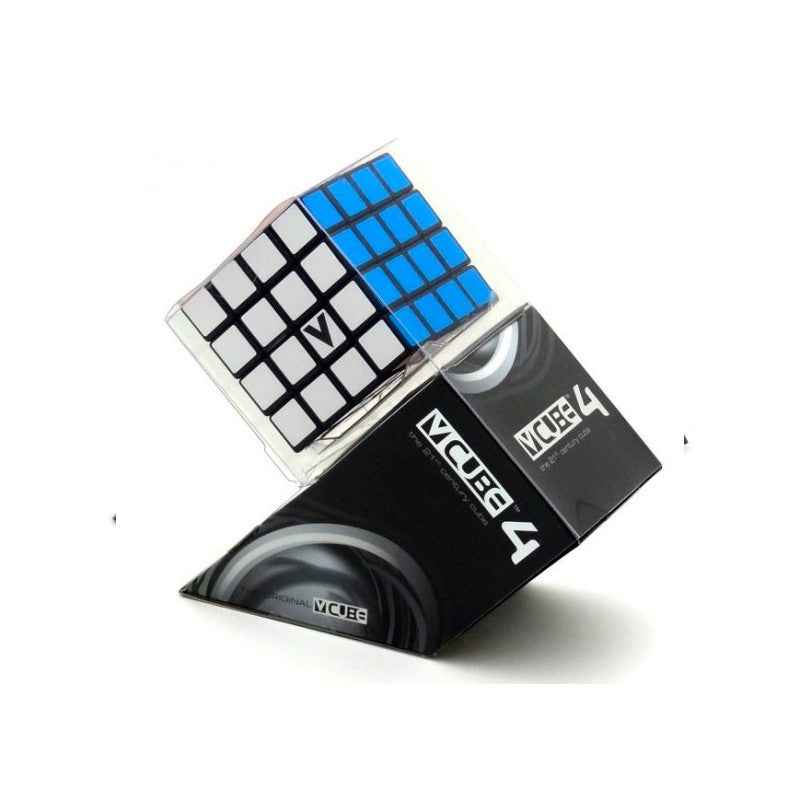 Cubo 4x4 V-Cube en ángulo mostrando las capas giratorias y mecanismo de rotación suave para speedcubing