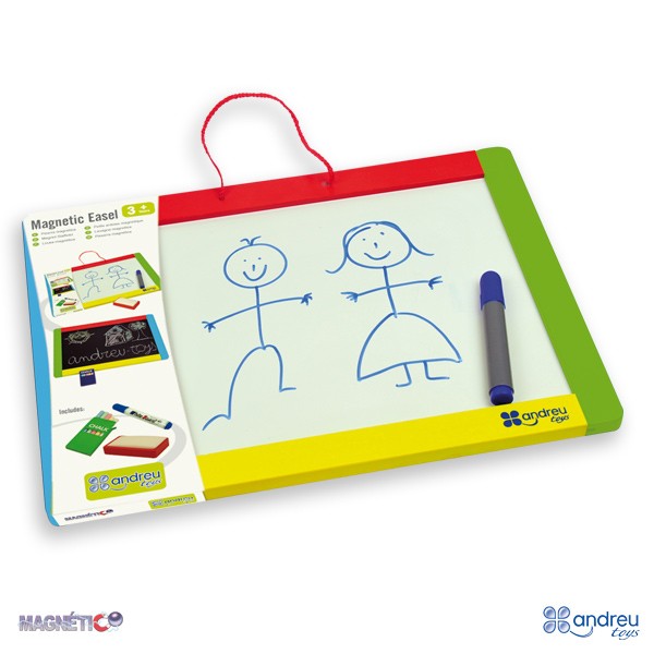 Pizarra magnetica Andreu Toys 16203 con accesorios incluidos: rotulador, tiza, borrador y letras magneticas
