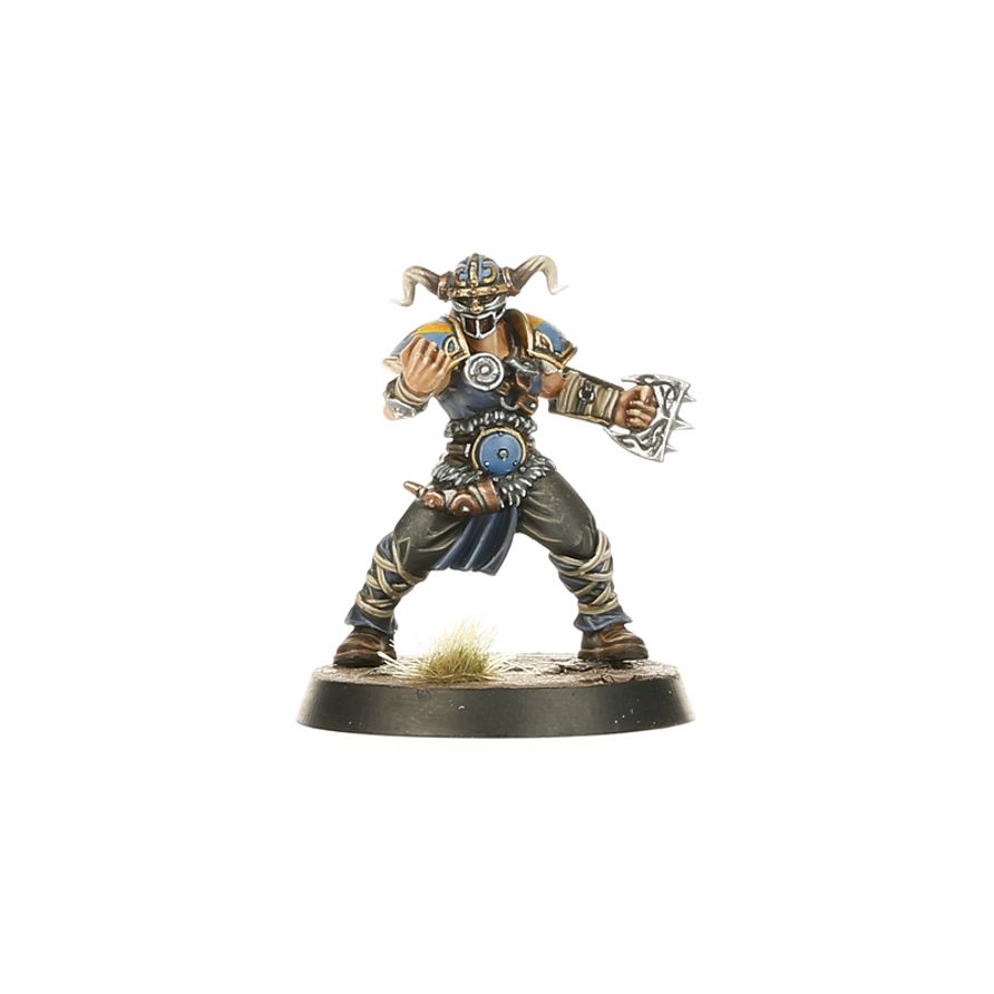 Detalle miniaturas Blood Bowl Warhammer Norse - Beer Boar y accesorios incluidos en el kit