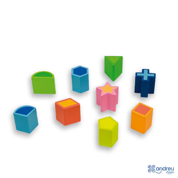 Piezas sueltas del dado de actividades Andreu Toys 16334: formas geometricas, cuentas y accesorios incluidos