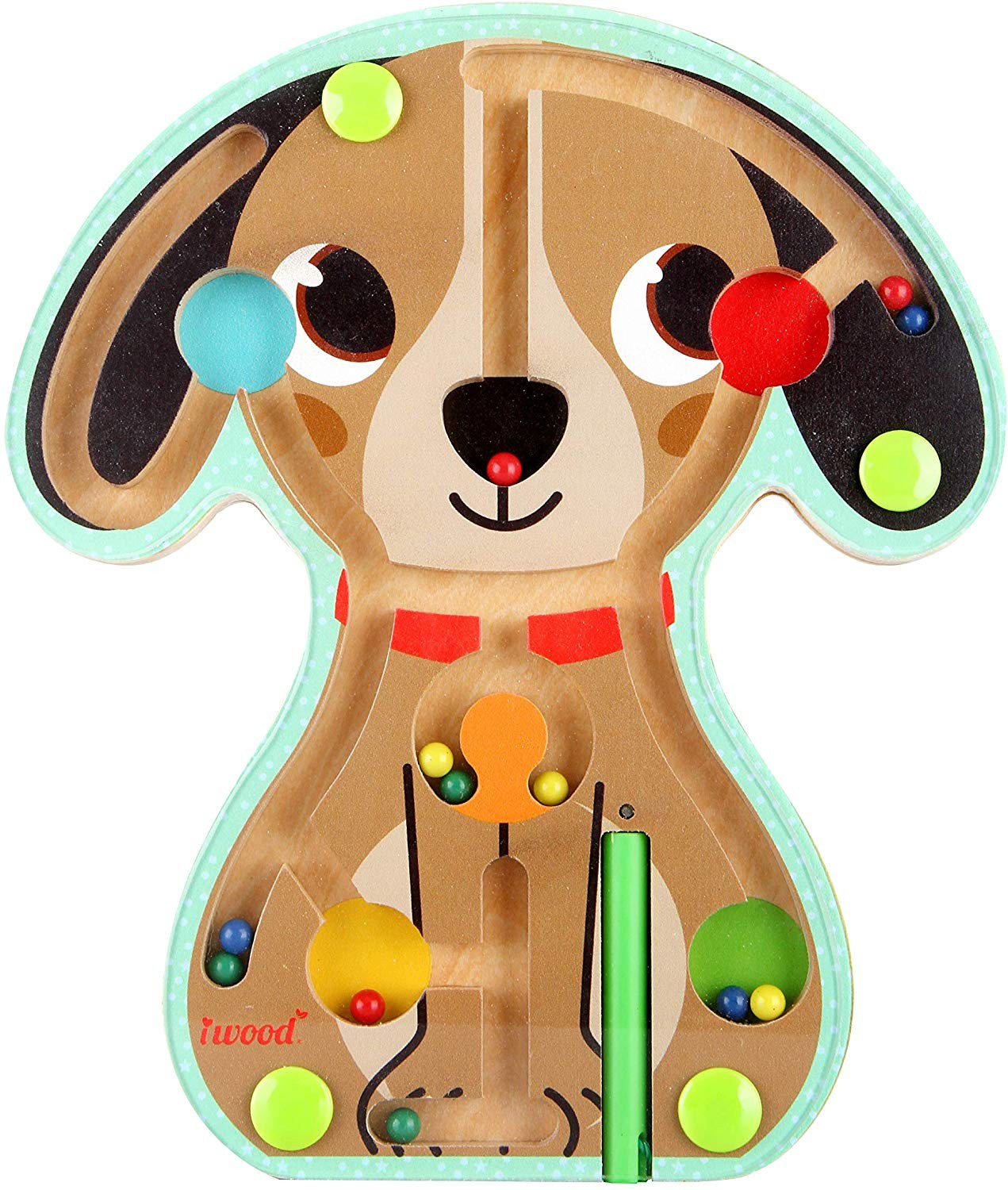 Iwood- Laberinto Magnético de Madera Diseño animal perro, (12004)