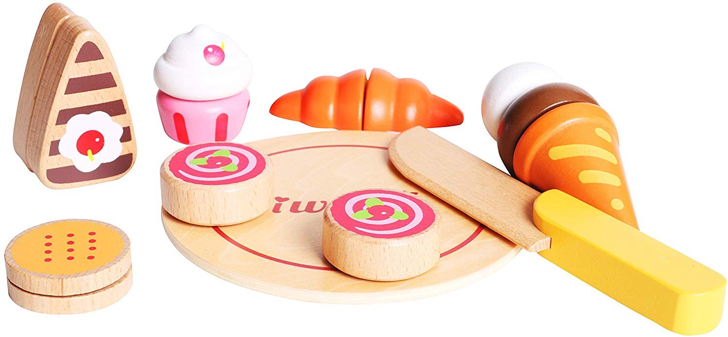 JUEGO DE COMIDA EN MADERA - POSTRES