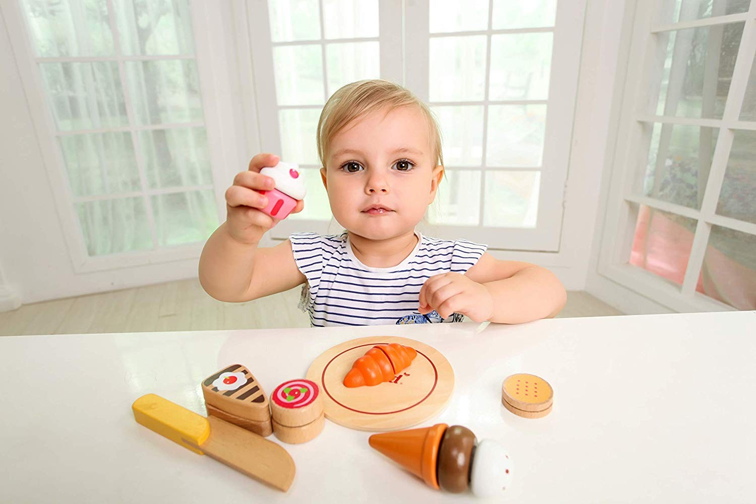 JUEGO DE COMIDA EN MADERA - POSTRES