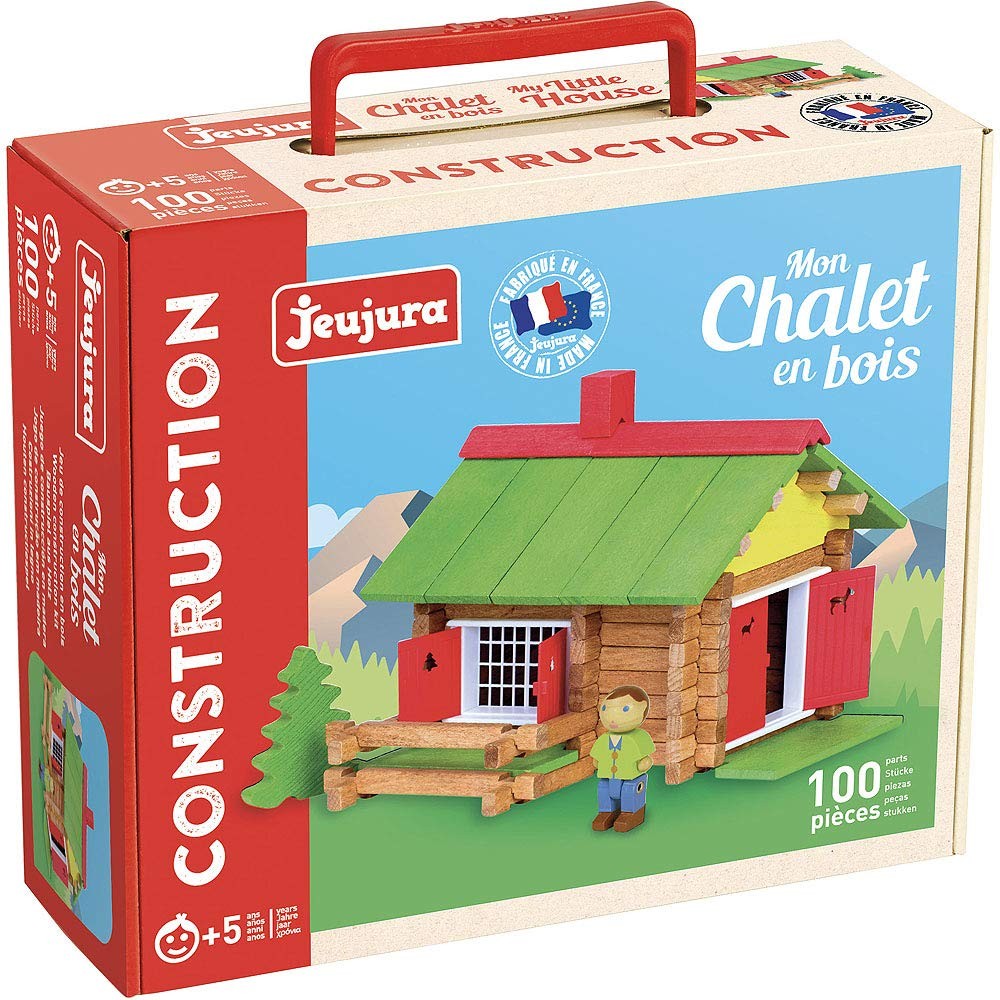 Juego de construcción chalet de madera Jeujura 8002 - con figuras, animales y árboles para niños
