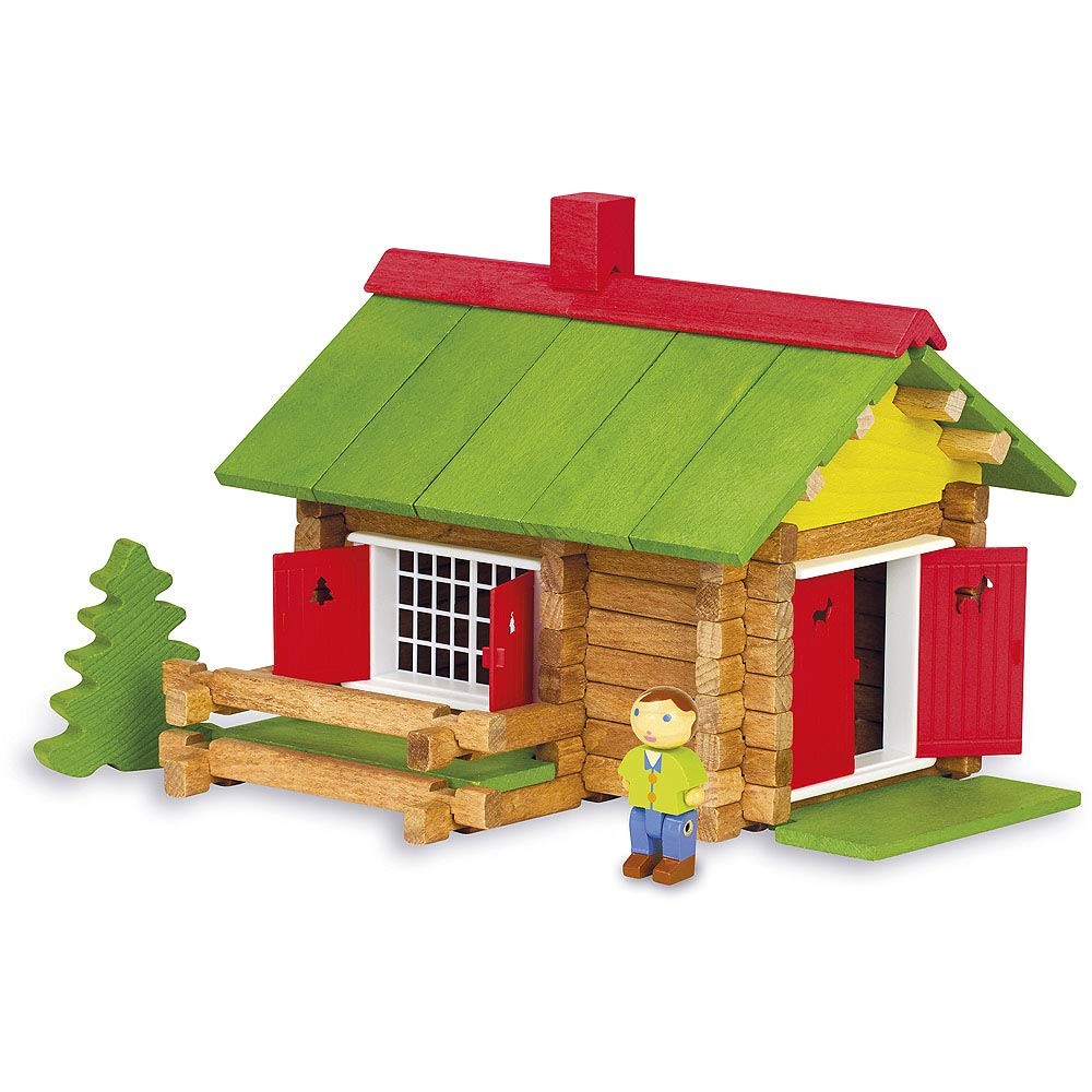 Juego de construcción chalet de madera Jeujura 8002 - con figuras, animales y árboles para niños
