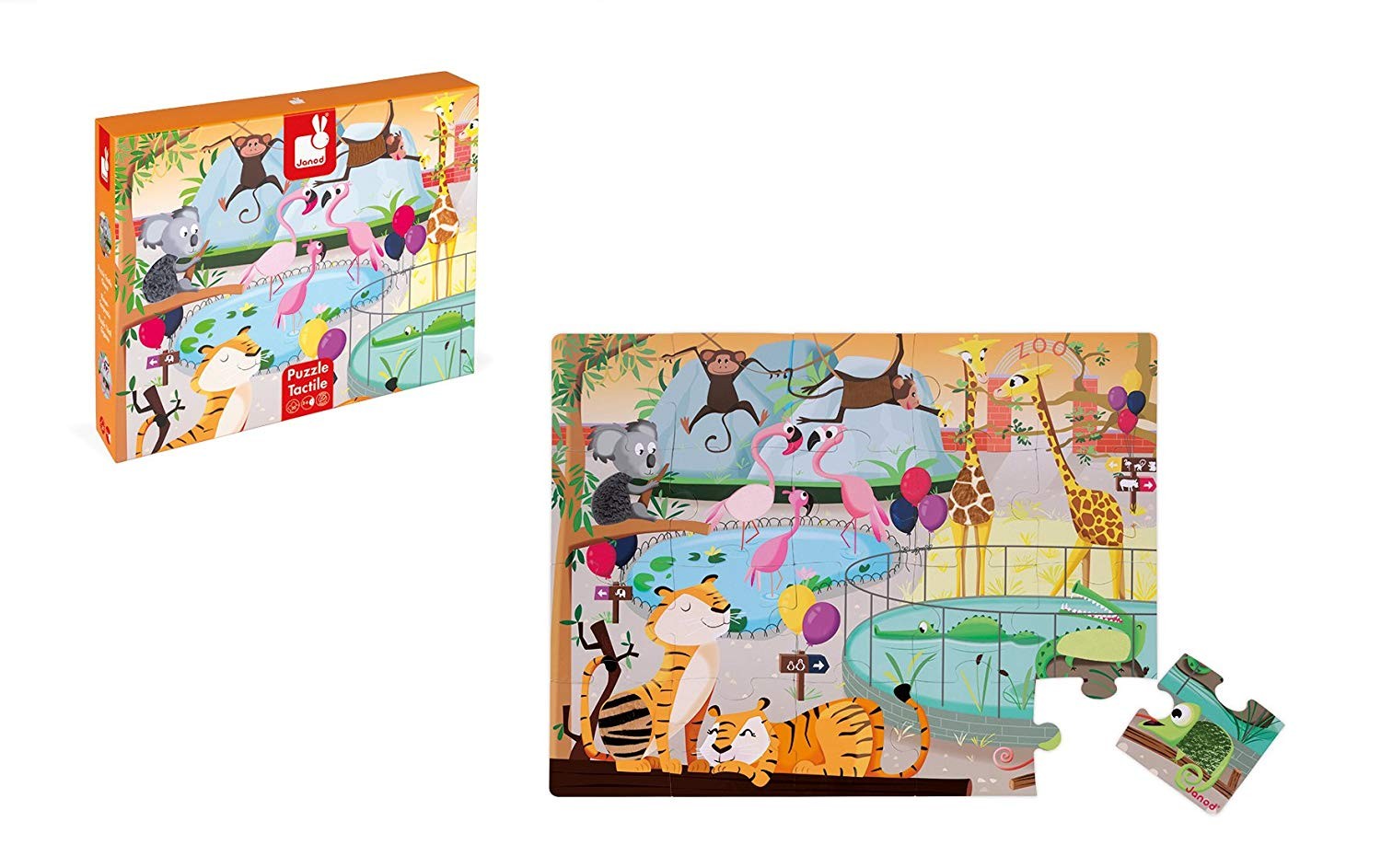 PUZZLE TÁCTIL UN DÍA EN EL ZOO JANOD (20 PIEZAS)