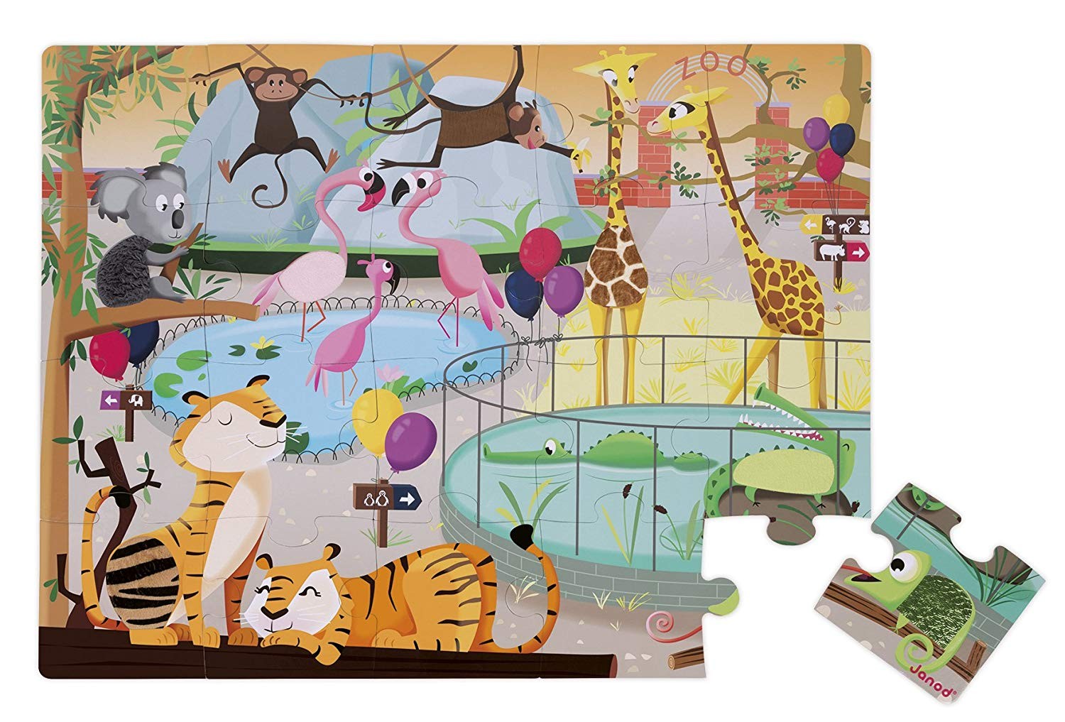 PUZZLE TÁCTIL UN DÍA EN EL ZOO JANOD (20 PIEZAS)