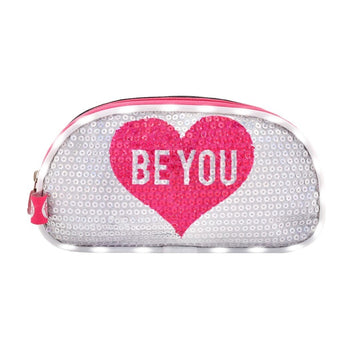 ESTUCHE BE YOU ROSA CON LUZ LED Y LENTEJUELAS