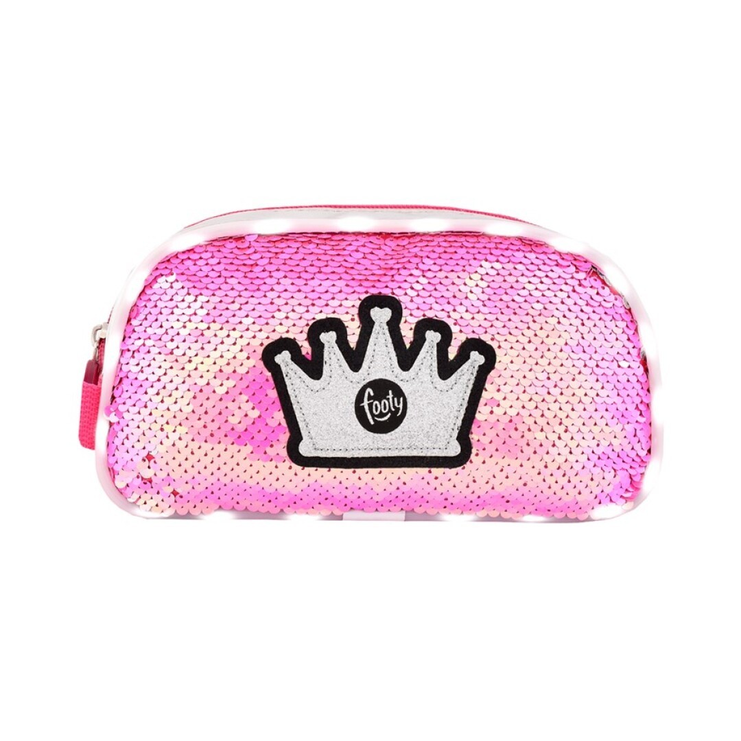 ESTUCHE CORONA TEJIDO LENTEJUELAS REVERSIBLES CON LUZ