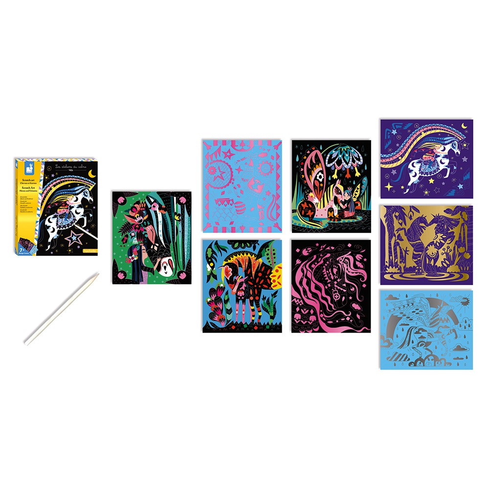 ARTE SCRATCH CABALLOS Y UNICORNIOS -Janod