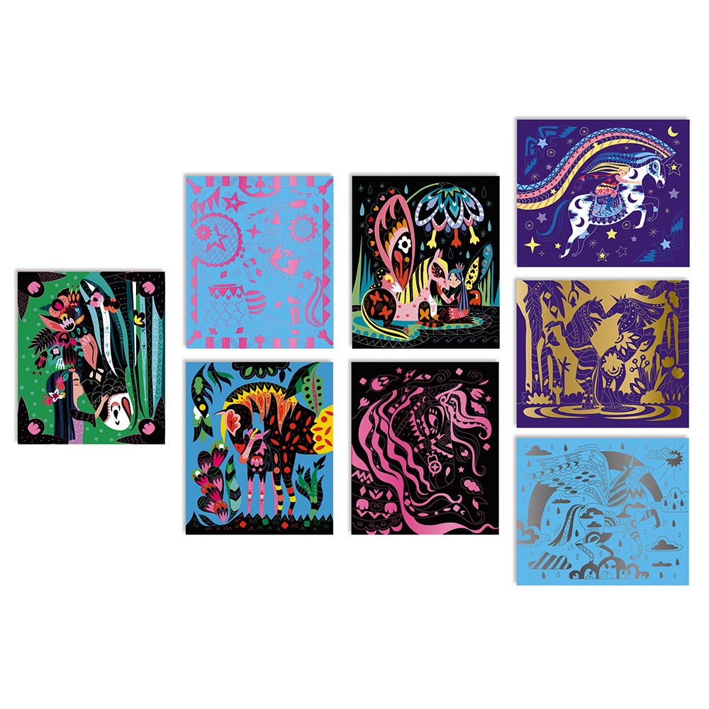 ARTE SCRATCH CABALLOS Y UNICORNIOS -Janod
