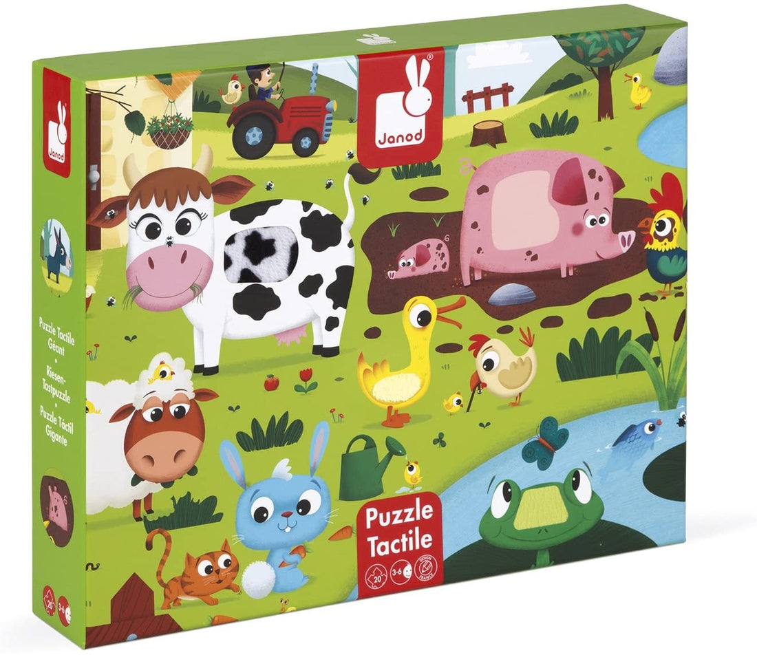 PUZLE TÁCTIL "LOS ANIMALES DE LA GRANJA" 20 PZAS - Janod