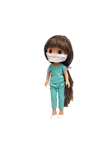 Muñeca Elegance Dunya Enfermera 38 cm Arias 60600 con uniforme de enfermera blanco y maletín médico incluido
