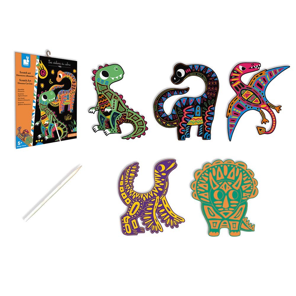 ARTE SCRATCH SILUETAS DE DINOSAURIOS - Janod