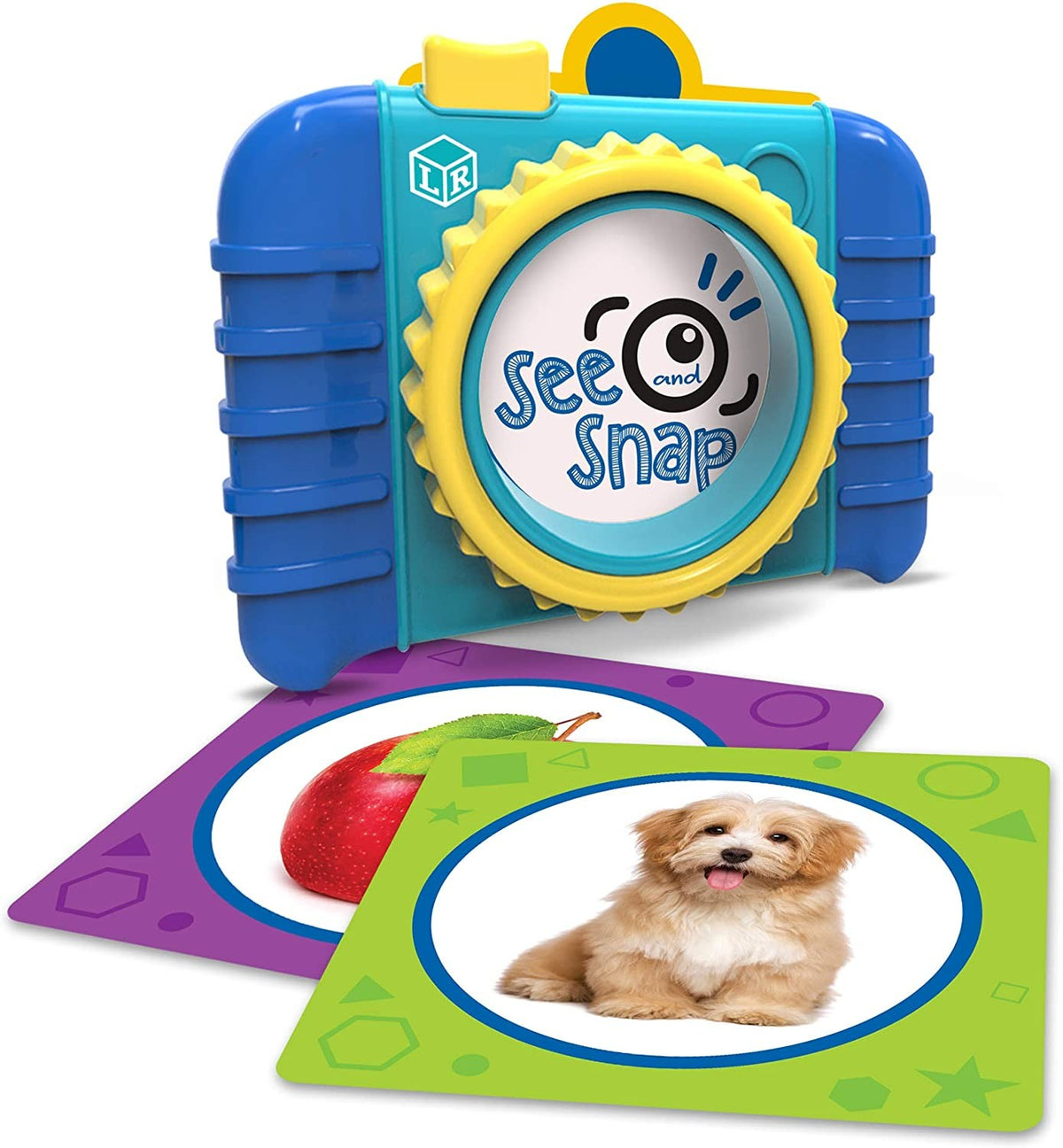 Círculos, cuadrados y triángulos de las tarjetas de formas del juego See & Snap