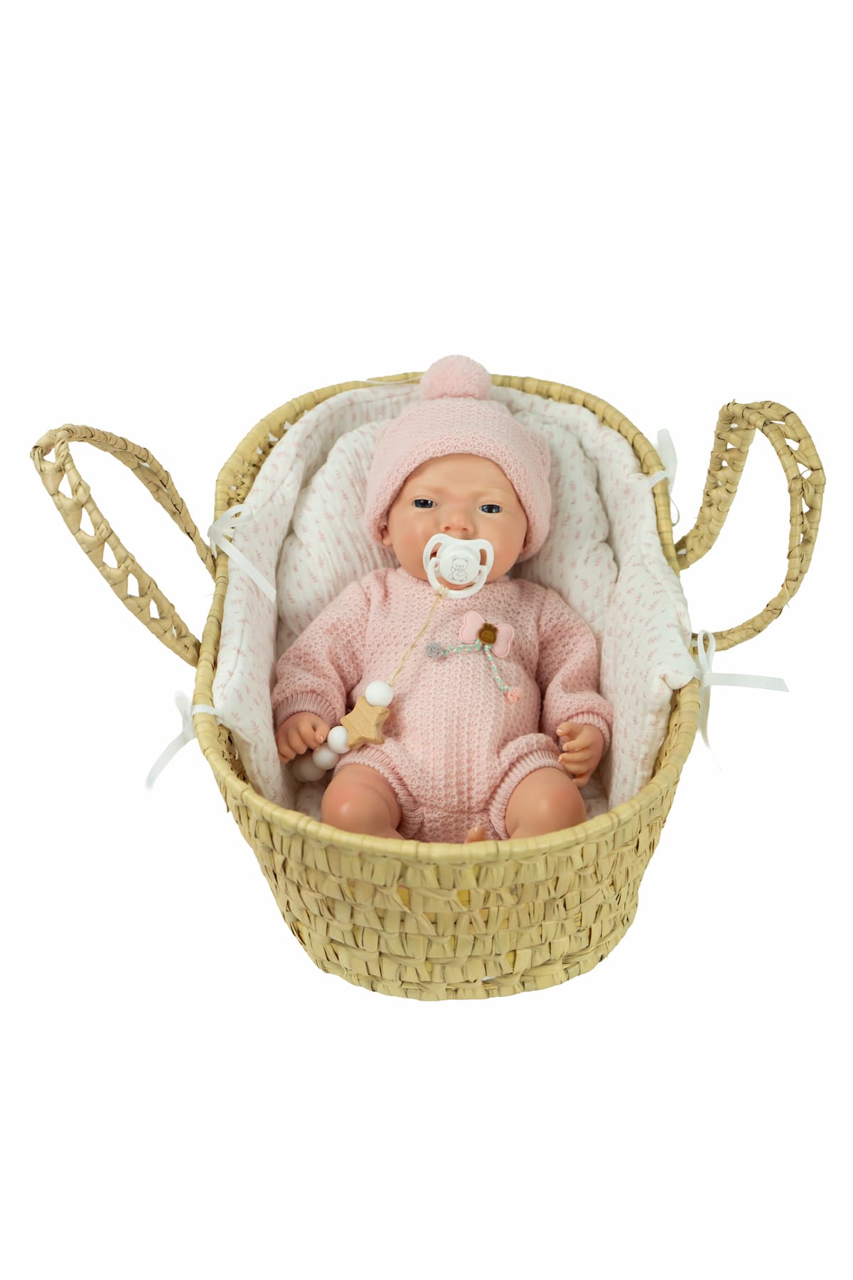 Bebé Real Reborn Arlet 40 cm de Silicona con Capazo de Mimbre | Arias 98230