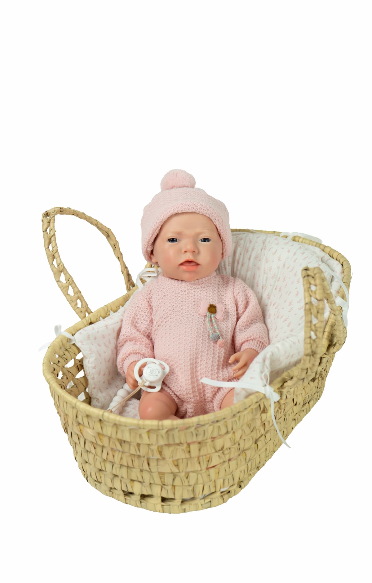 Bebé Real Reborn Arlet 40 cm de Silicona con Capazo de Mimbre | Arias 98230