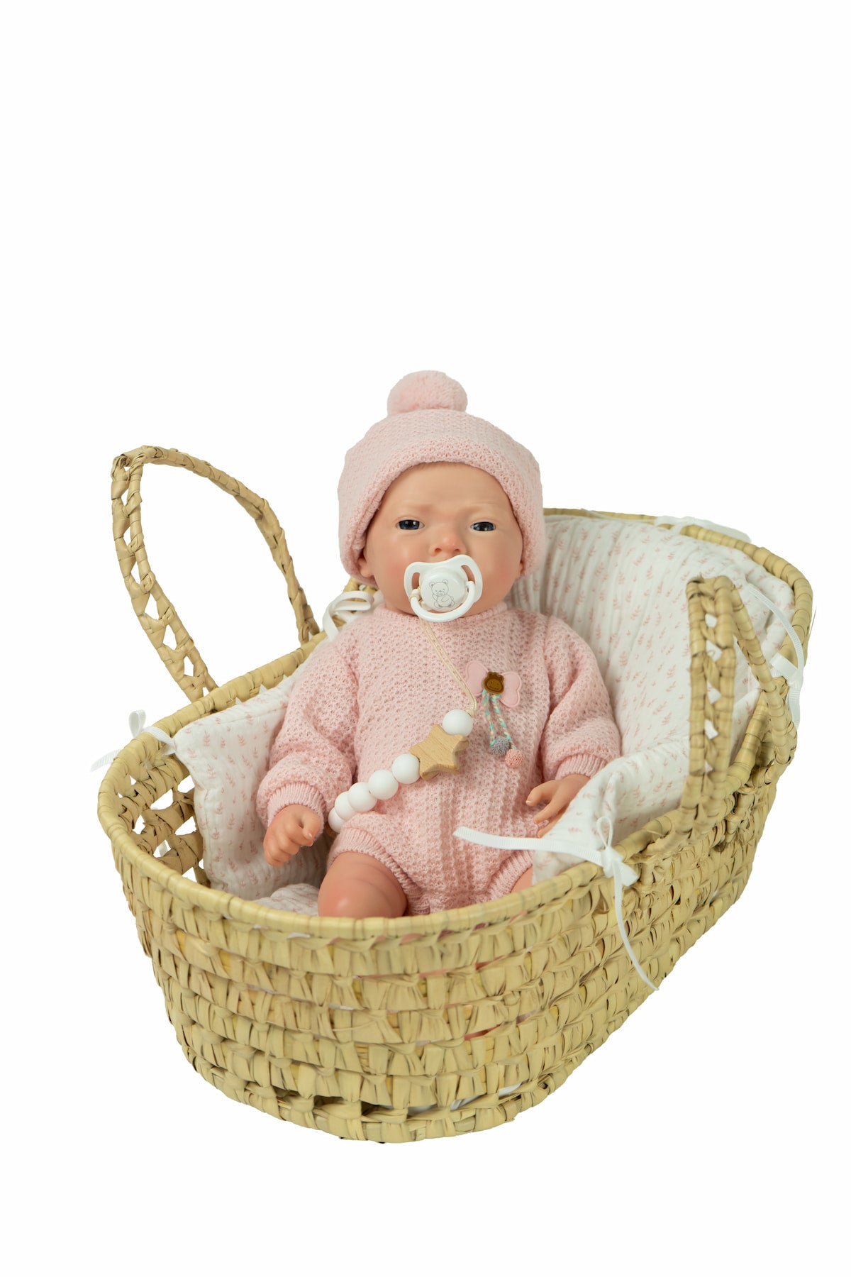 Bebé Real Reborn Arlet 40 cm de Silicona con Capazo de Mimbre | Arias 98230