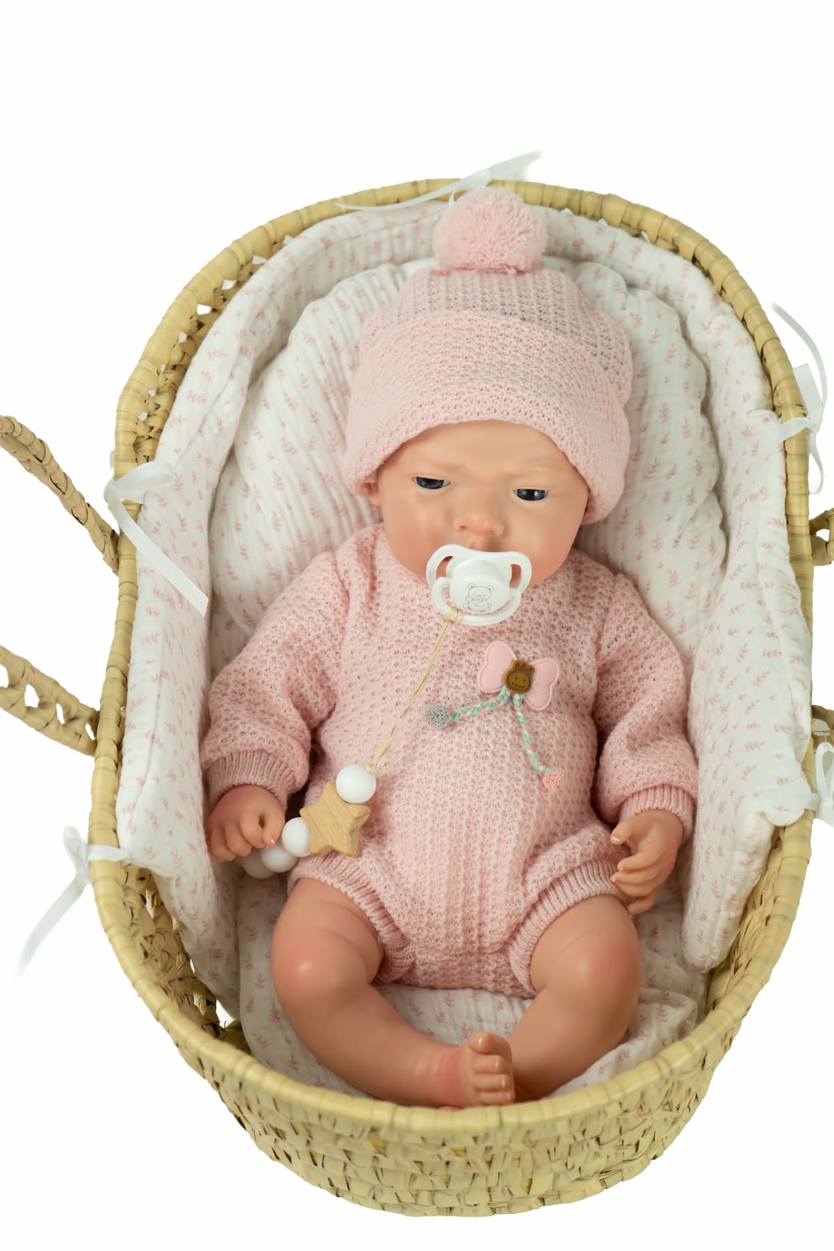 Bebé Real Reborn Arlet 40 cm de Silicona con Capazo de Mimbre | Arias 98230
