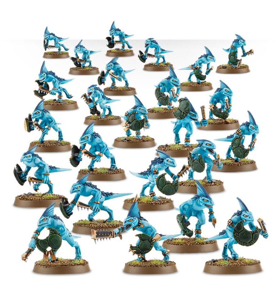 Eslizones Seraphon Skinks - Warhammer Age of Sigmar - Vista frontal del kit