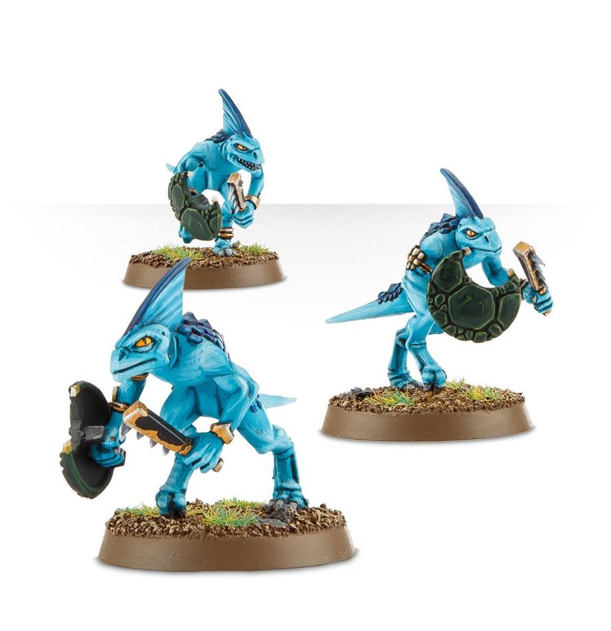 Eslizones Seraphon Skinks - Warhammer Age of Sigmar - Vista frontal del kit