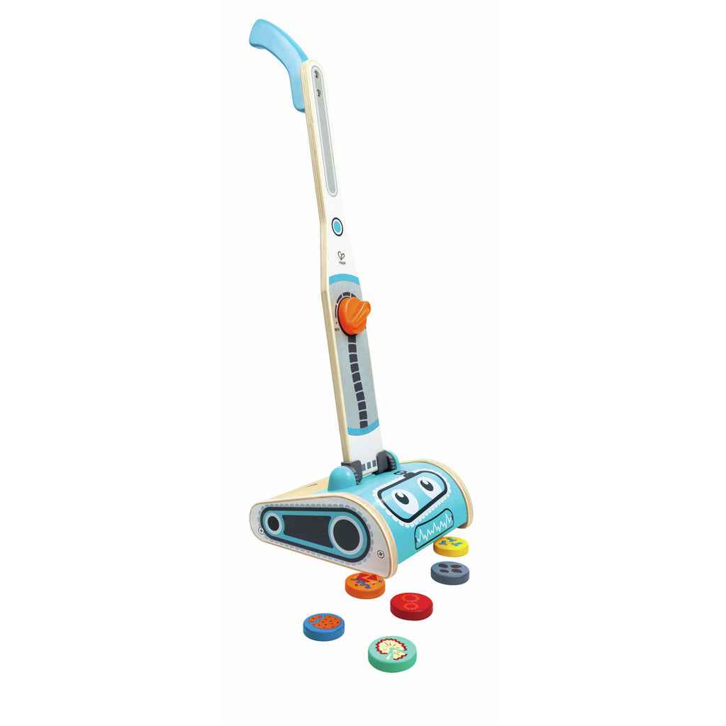 Aspiradora de juguete Hape Vacuum Playset E3056 recomendada para niños de 2 a 6 años 