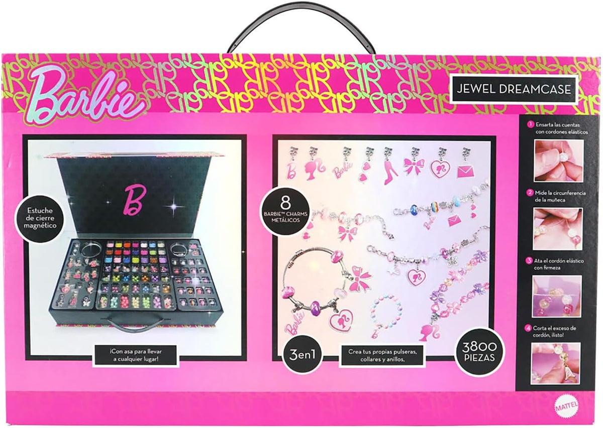 Caja del Estuche de Joyas Barbie Jewel Dream Case de Fun Divirta-se con el maletín de joyería y sus compartimentos