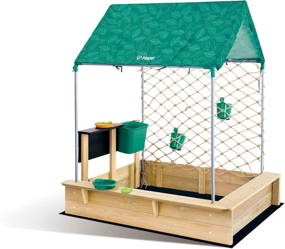Cabaña con Arenero para Niños – Cocina, Caballete y Techo UPF 50 | Hape