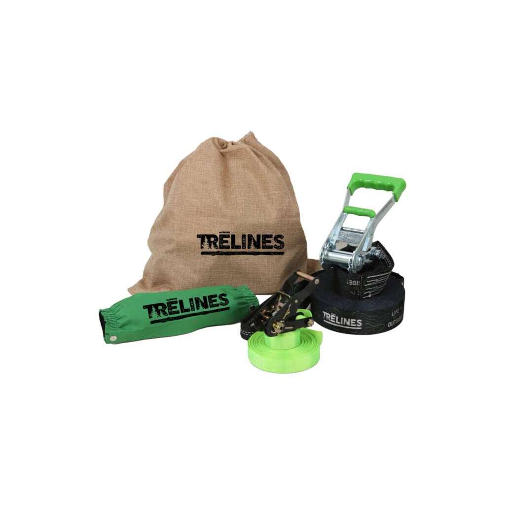Kit slackline completo Toynamics 15 metros con ratchet, línea guía y bolsa de almacenamiento