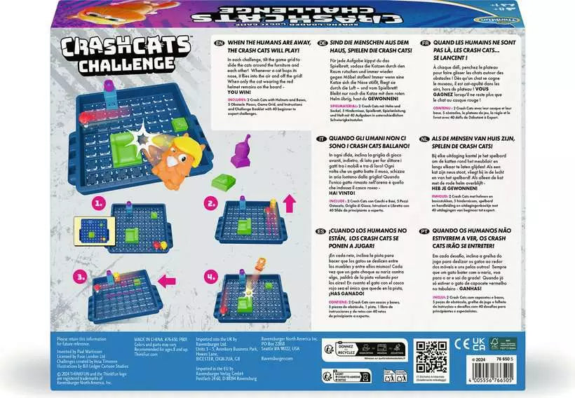 Crash Cats ThinkFun - Detalle del tablero y piezas del juego de lógica