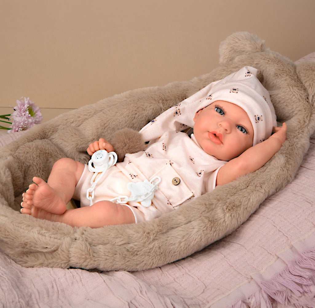 Muñeca Reborn 40 cm Lidia Beige con Cuna - Arias 98189
