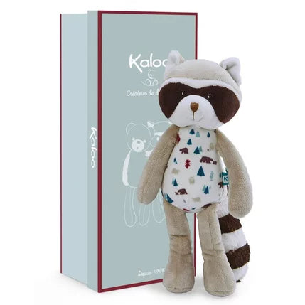 Detalle de la textura ultra suave del peluche mapache Léon Kaloo 27cm