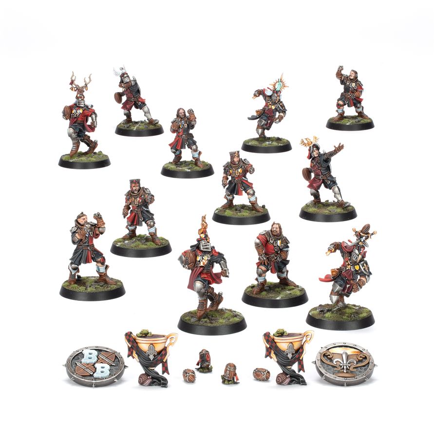 Blood Bowl – Equipo Bretonianos: 12 miniaturas de plástico rojo sin pintar