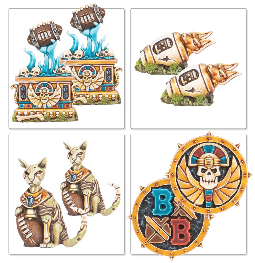 Blood Bowl – Dados temáticos Bretonianos y Tomb Kings con accesorios de juego