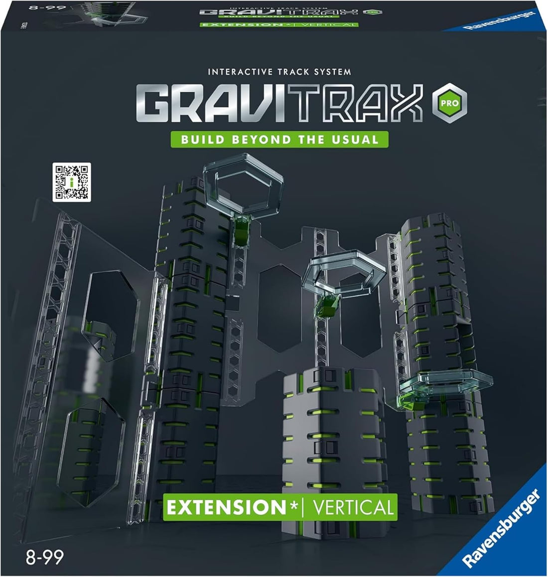 Portada caja expansion GraviTrax Pro Vertical Ravensburger - juego construccion pista canicas 3D